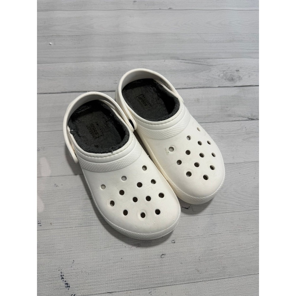 Crocs White Lined Clogs Slip-On Shoes junior size 4